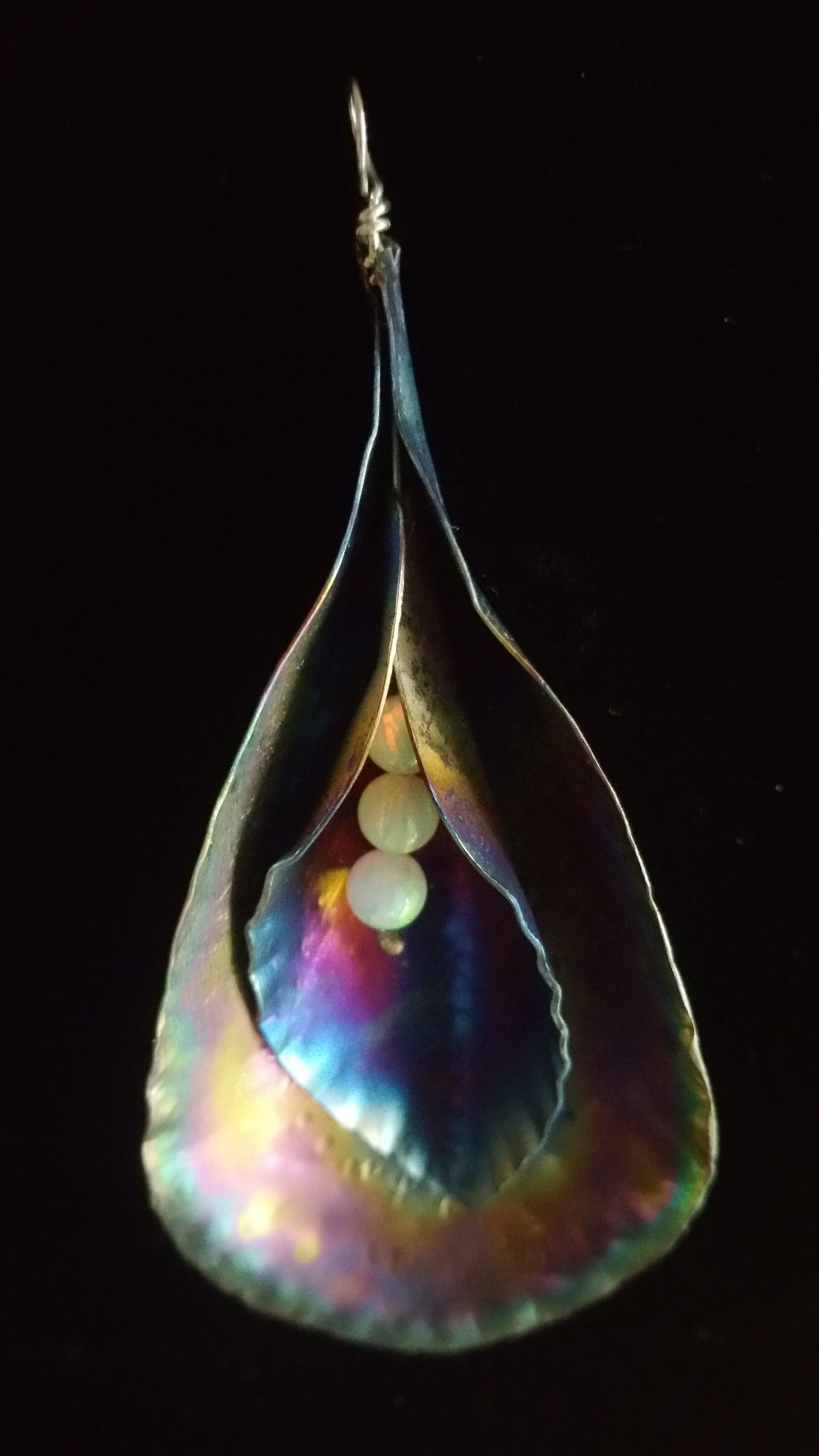 titanium lily with synthetic opal 2